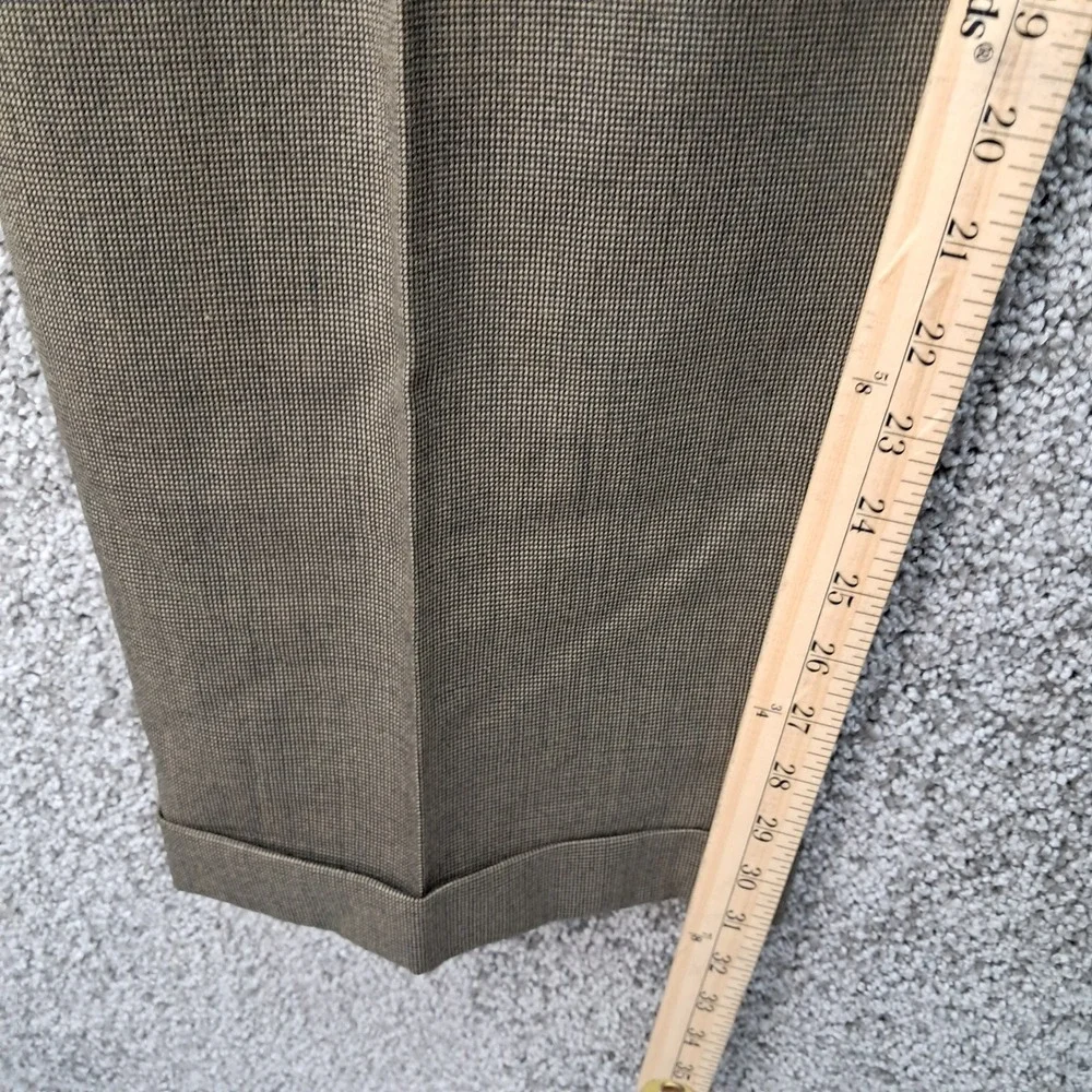 Jos. A. Bank Mens Brown Micro Houndstooth Pleated Cuffed Dress Pants 36x31